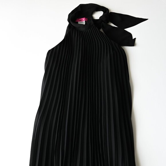 MORGAN & CO Black Pleated Sleeveless Lined Dress - Size 7/8 - Picture 4 of 7